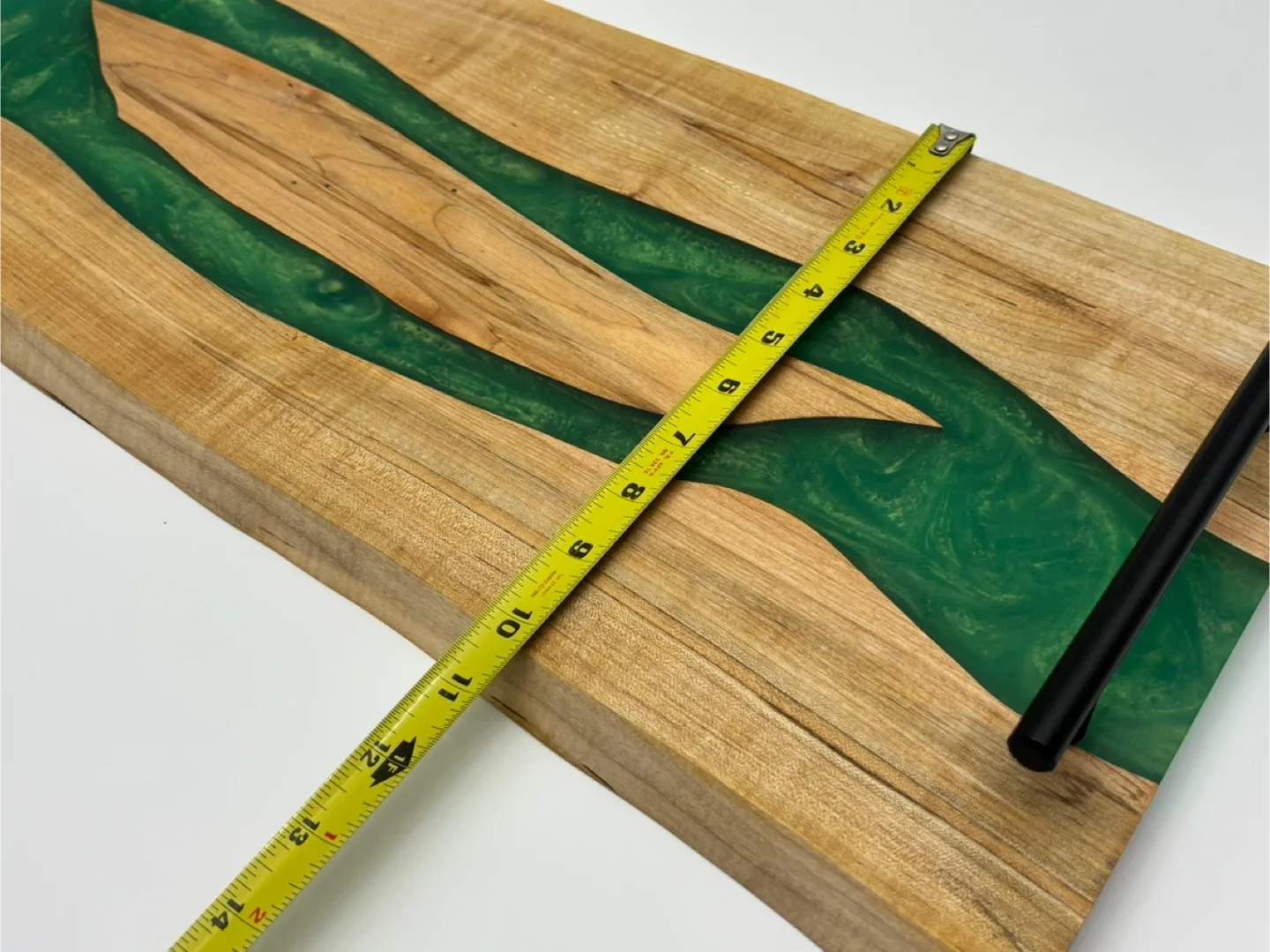 Handmade Wood & Green Resin Serving Tray image indicator(4)