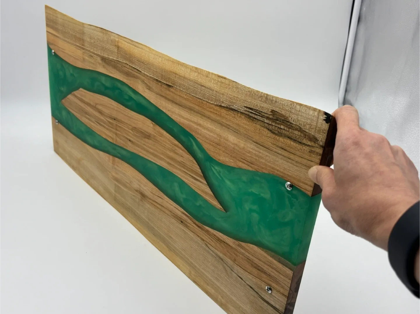 Handmade Wood & Green Resin Serving Tray image indicator(2)