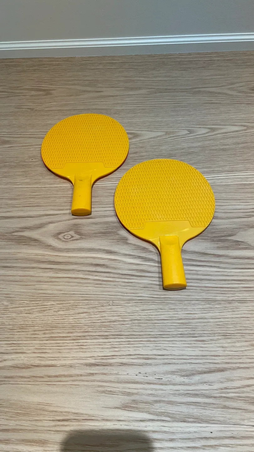 Pair of Yellow Ping Pong Paddles image indicator(2)