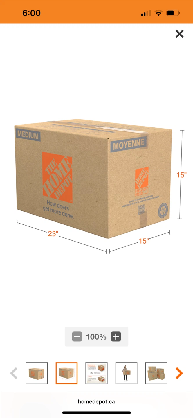 Set of 17 Home Depot Medium Moving Box - 23x15x15"