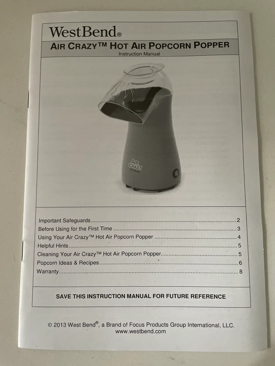 West Bend Air Crazy Hot Air Popcorn Popper image indicator(4)