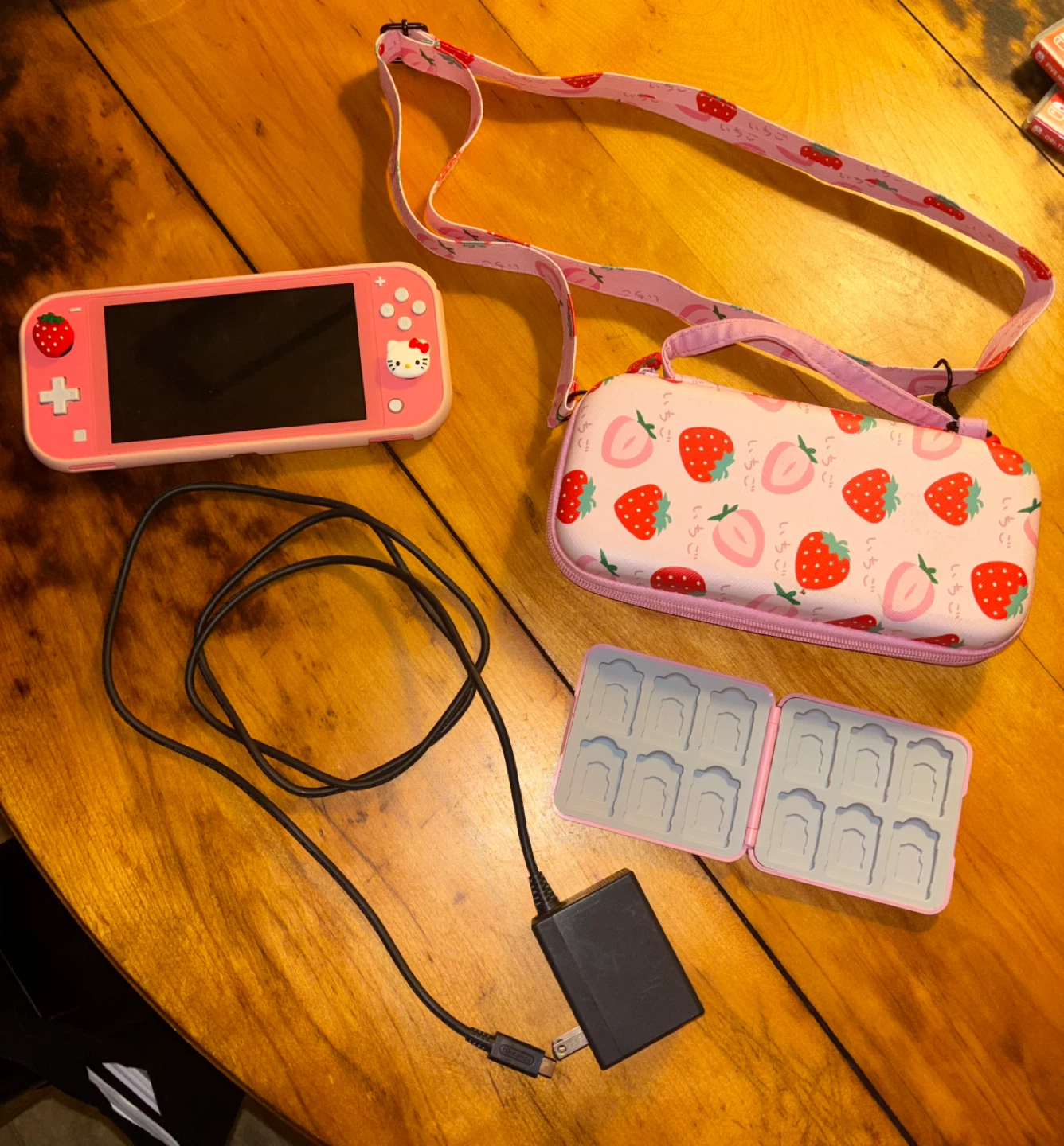 Nintendo Switch Lite Pink w/ Strawberry Case & Games