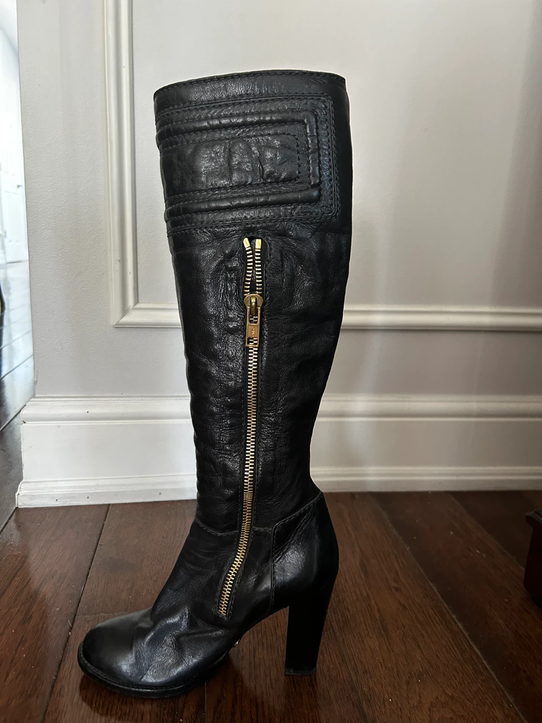 Chloé Black Leather Knee-High Boots - Size 37.5 - photo 2