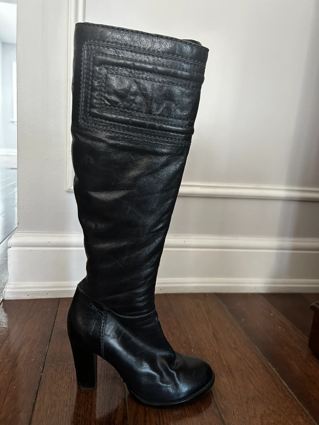 Chloé Black Leather Knee-High Boots - Size 37.5 - photo 4