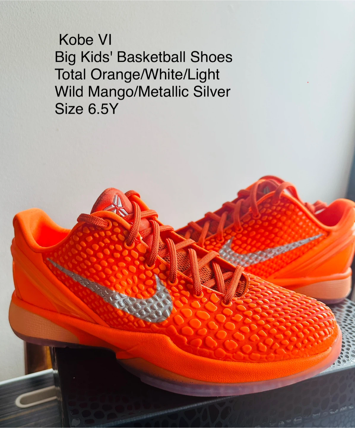 Nike Kobe VI Basketball Shoes - Orange, Size 6.5Y - photo 4