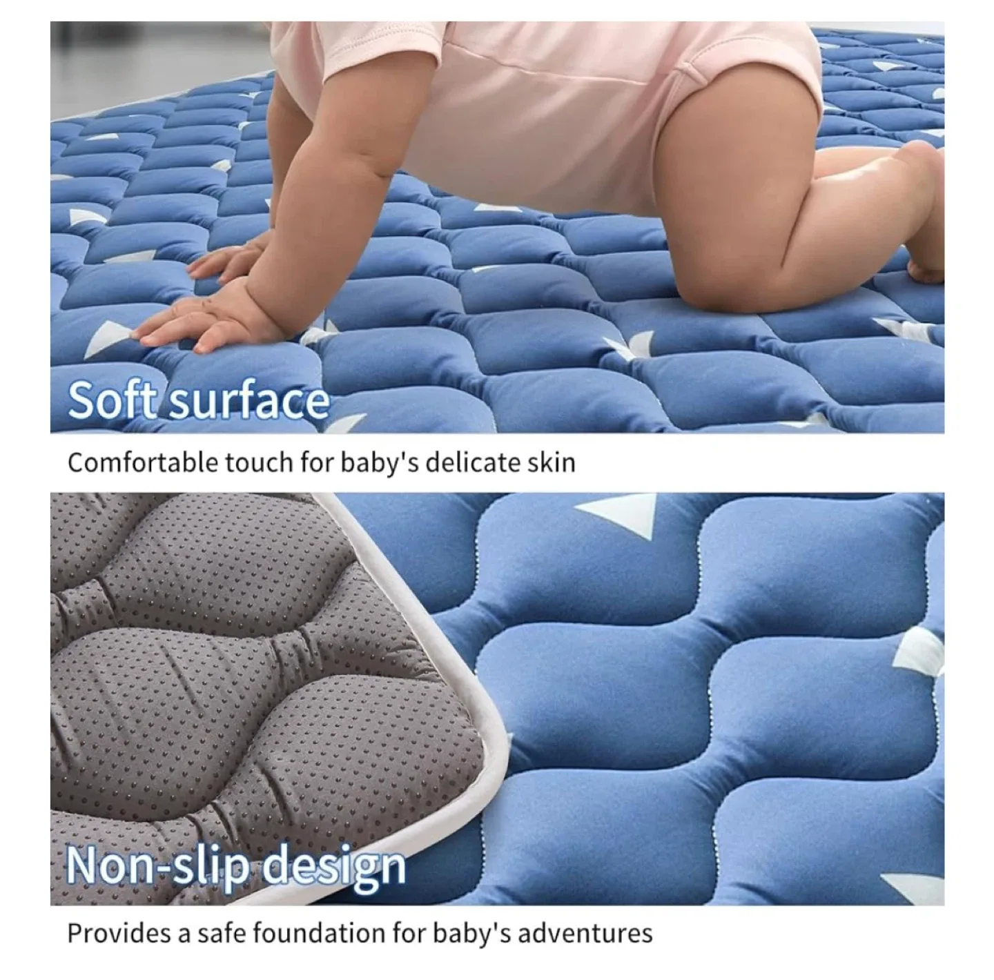 Soft & Safe Baby Play Mat - Blue 79" X 71" image indicator(3)
