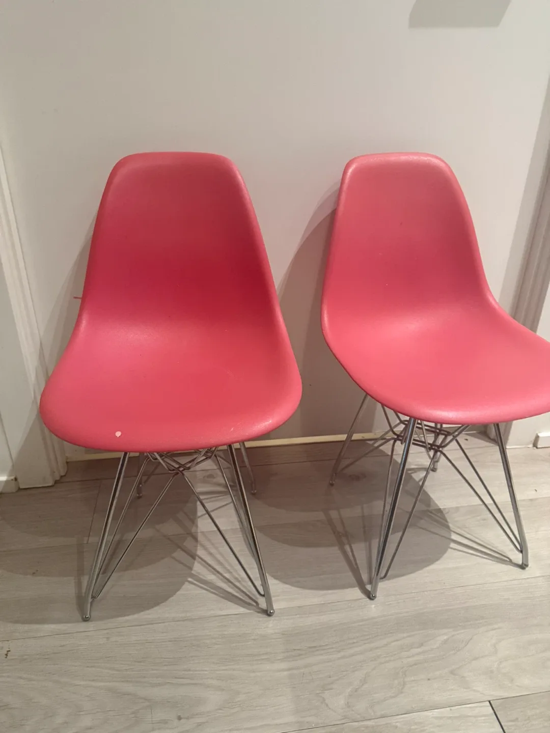 Pair of Pink Eames Style kids Chairs