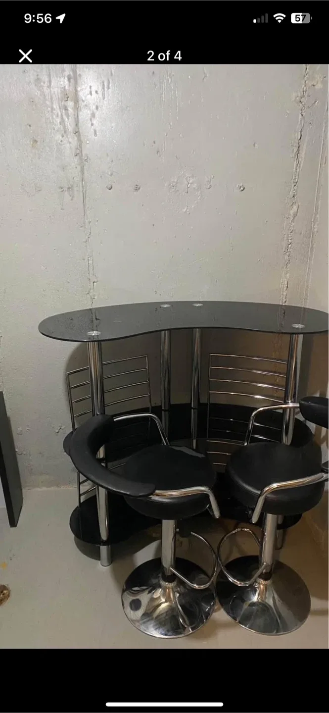 Bar Table with 2 Stools - Black & Chrome image indicator(2)