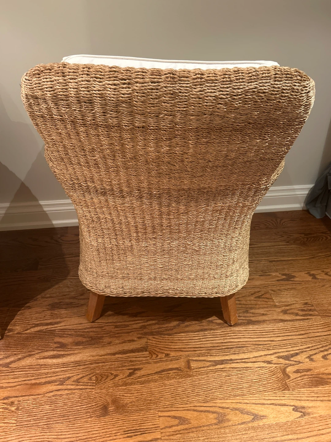 Wicker Accent Chairs with White Cushions - Set of 2 - photo 2