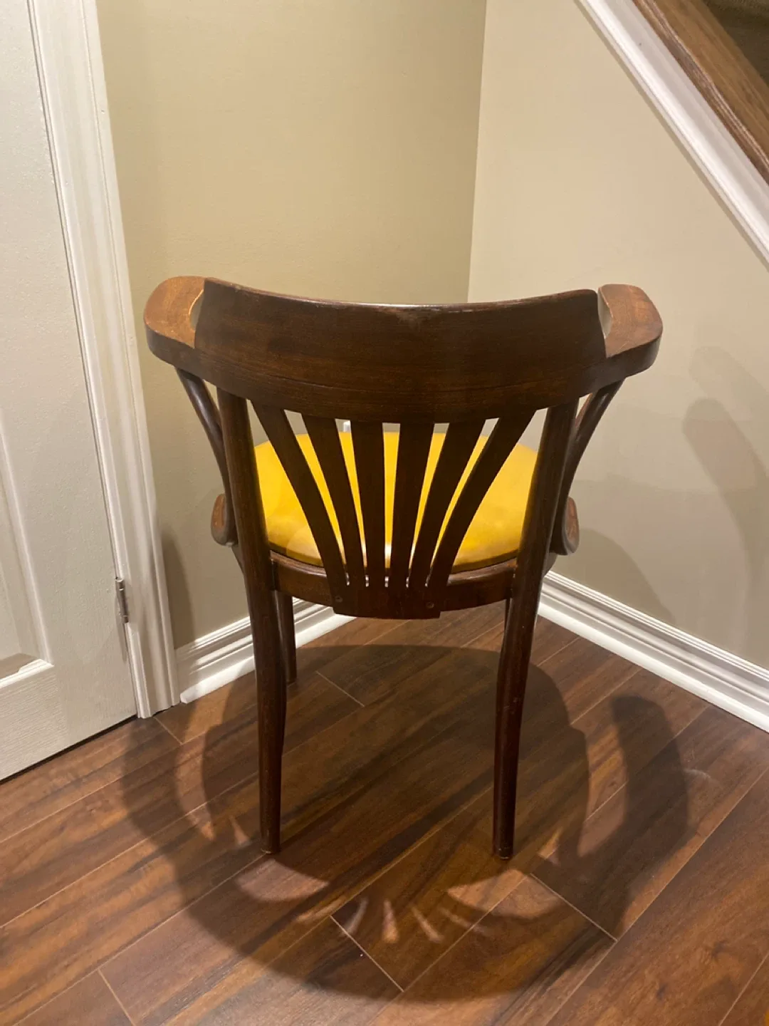 Vintage Wood Chair with Yellow Seat image indicator(5)