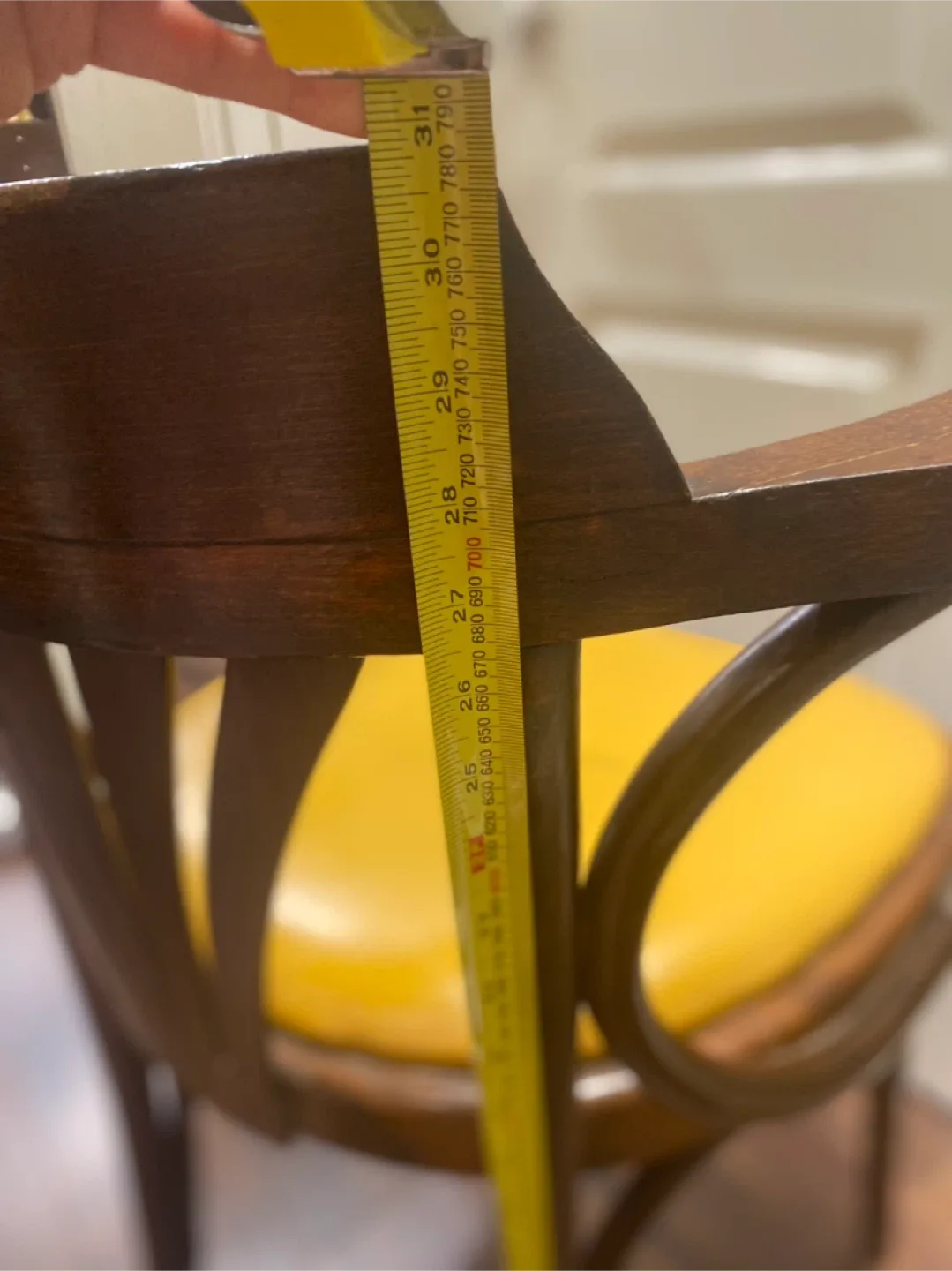 Vintage Wood Chair with Yellow Seat image indicator(6)