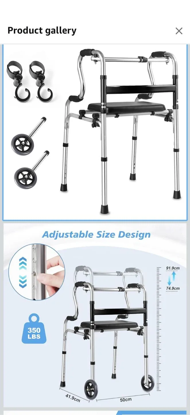 Foldable Walker with Seat & Wheels image indicator(2)