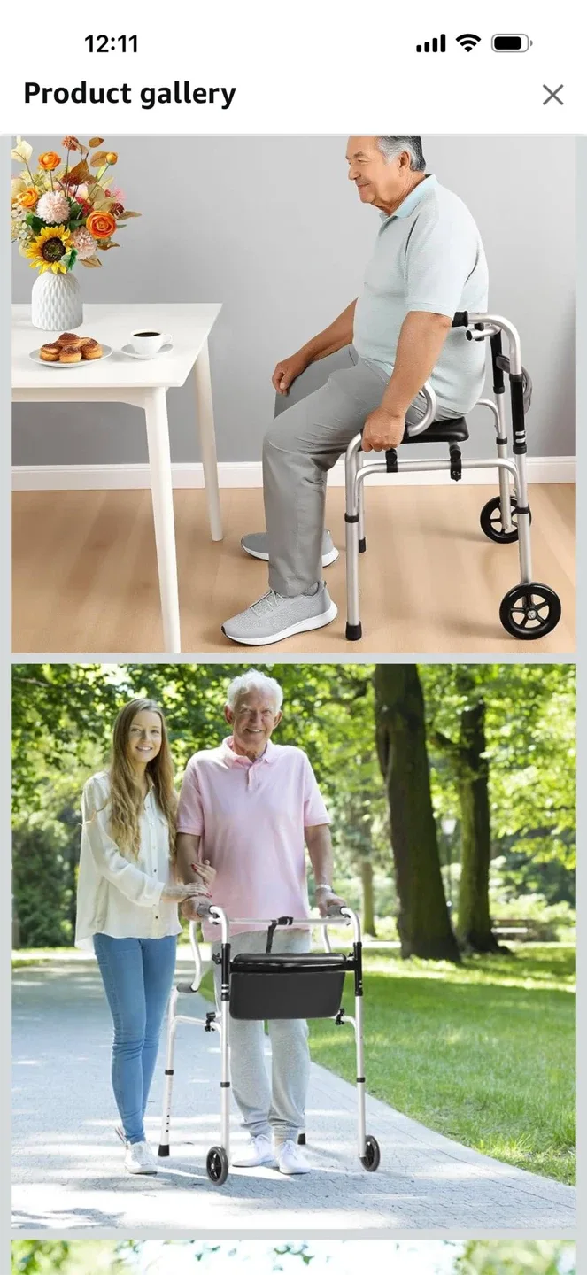 Foldable Walker with Seat & Wheels image indicator(6)