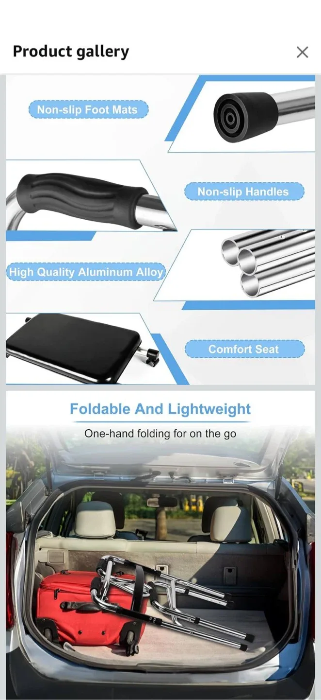 Foldable Walker with Seat & Wheels image indicator(3)