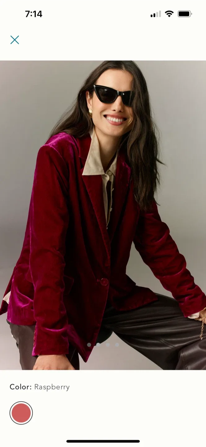 BNWT Anthropologie Maeve Velvet Tessie Blazer M thumbnail