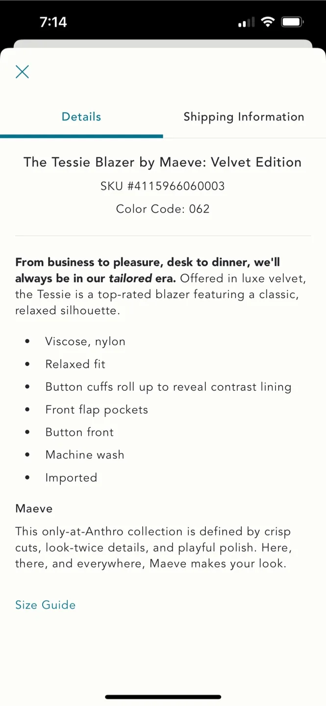 BNWT Anthropologie Maeve Velvet Tessie Blazer M image indicator(5)