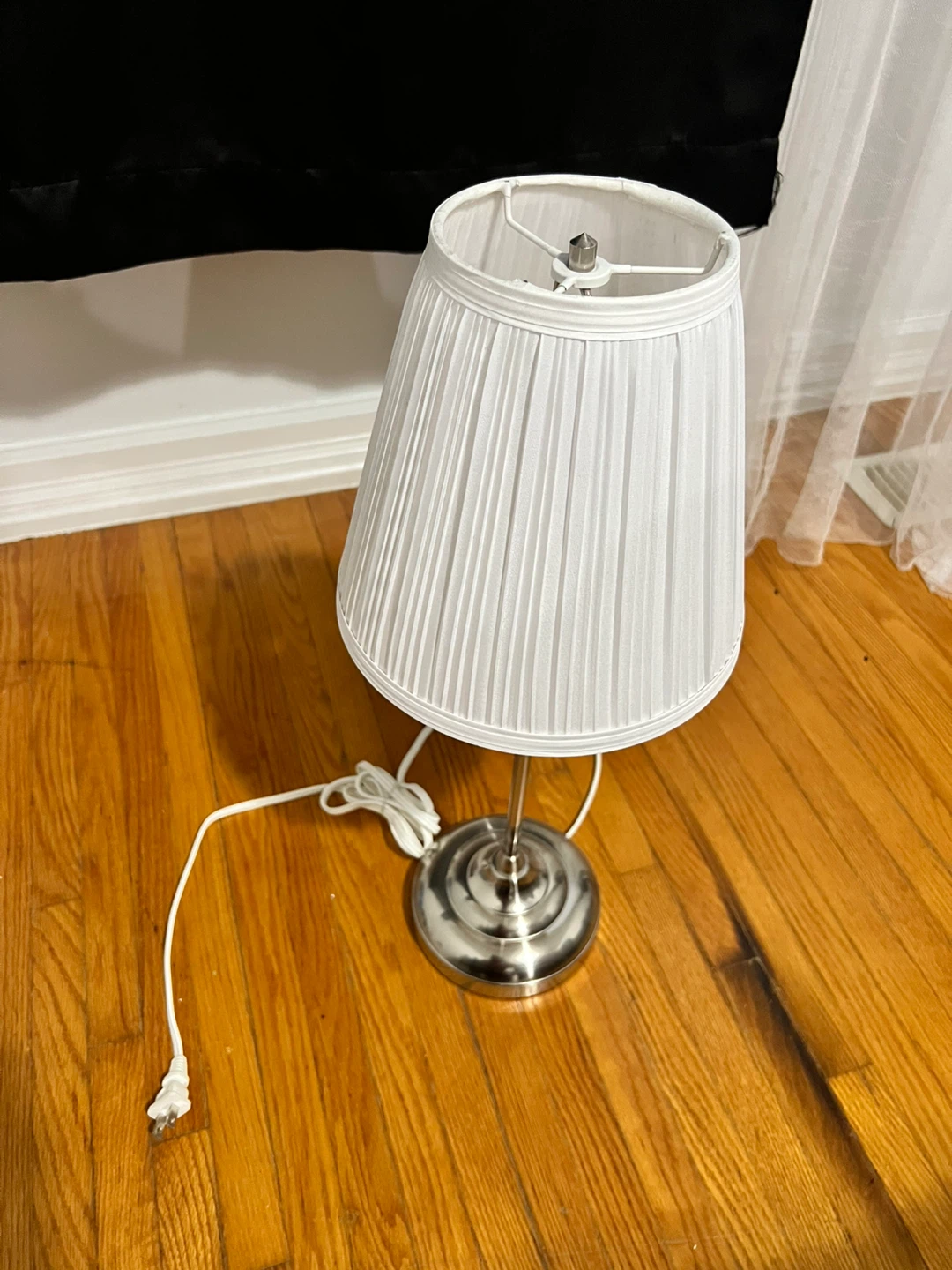 Small White Pleated Table Lamp