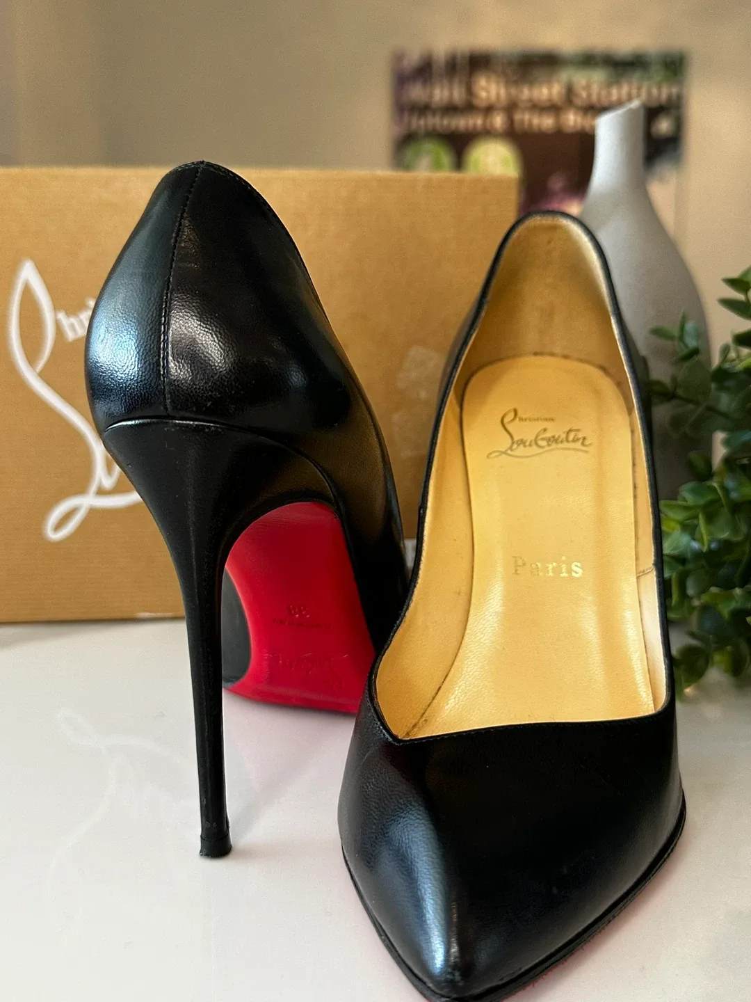 Christian Louboutin Black Leather Heels - Size 38 image indicator(2)