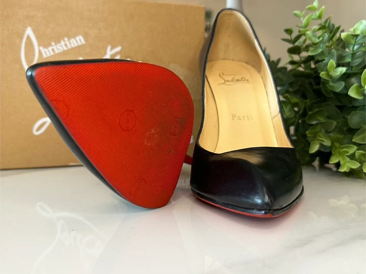 Christian Louboutin Black Leather Heels - Size 38 image indicator(3)