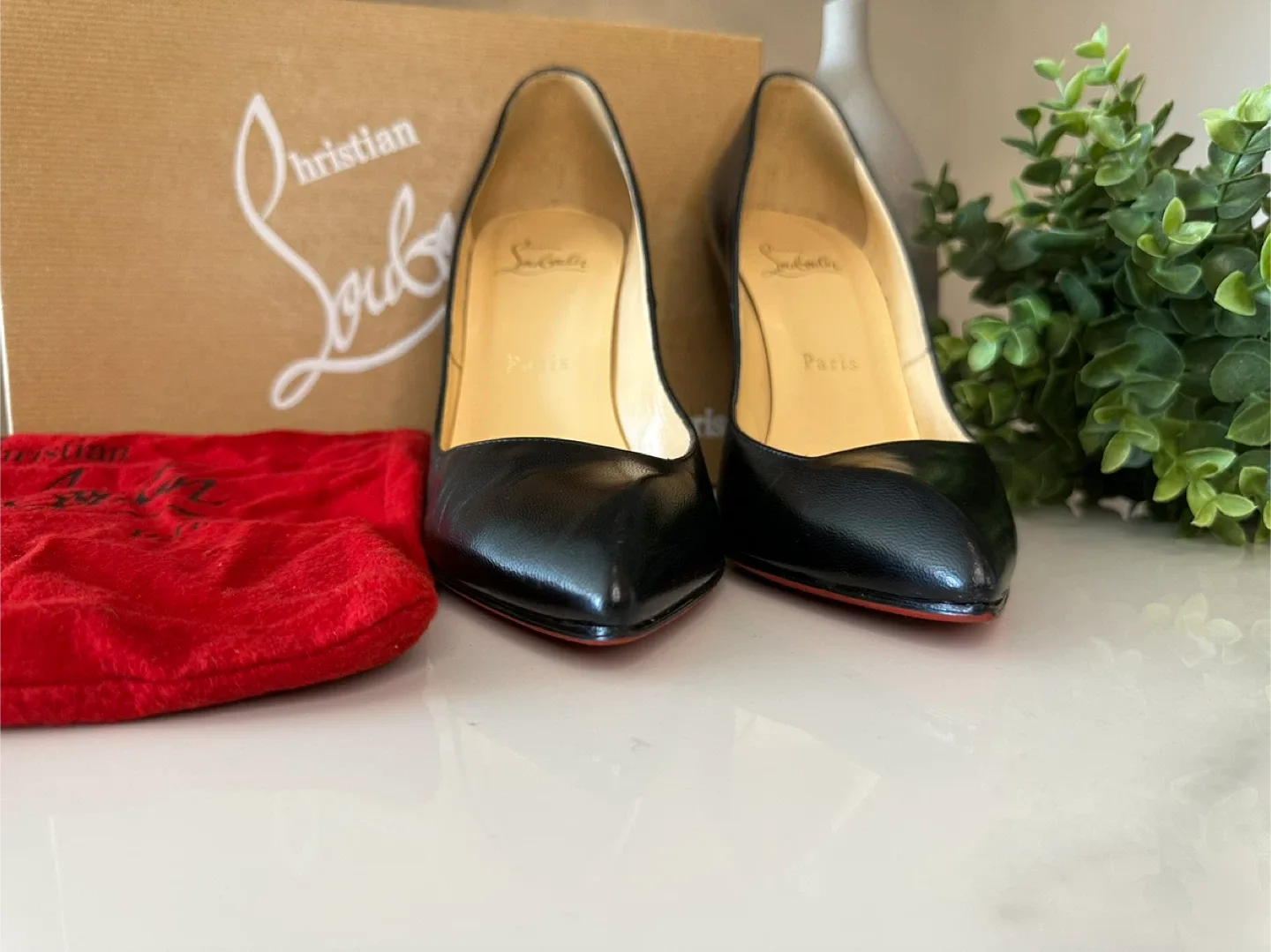 Christian Louboutin Black Leather Heels - Size 38 image indicator(5)