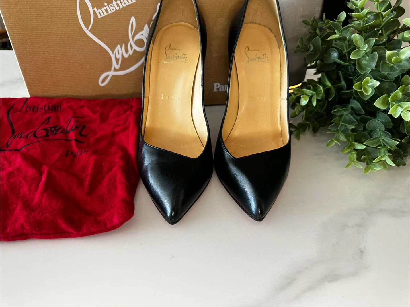 Christian Louboutin Black Leather Heels - Size 38 image indicator(4)