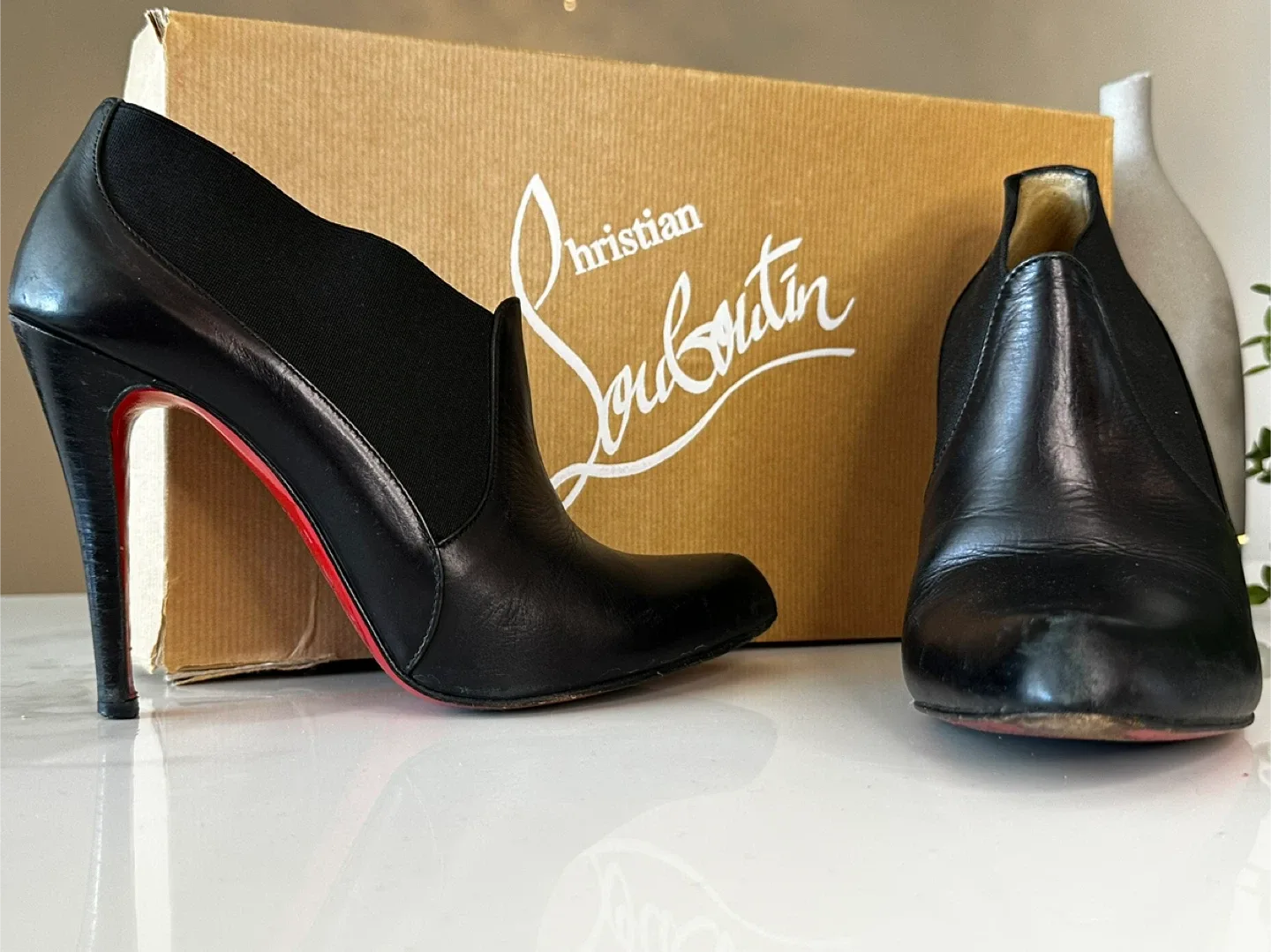 Christian Louboutin Black Leather Heeled Booties image indicator(4)