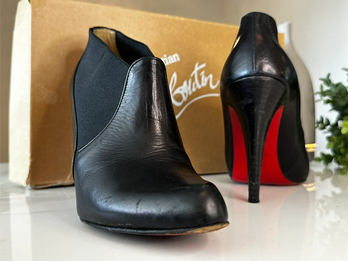 Christian Louboutin Black Leather Heeled Booties image indicator(2)