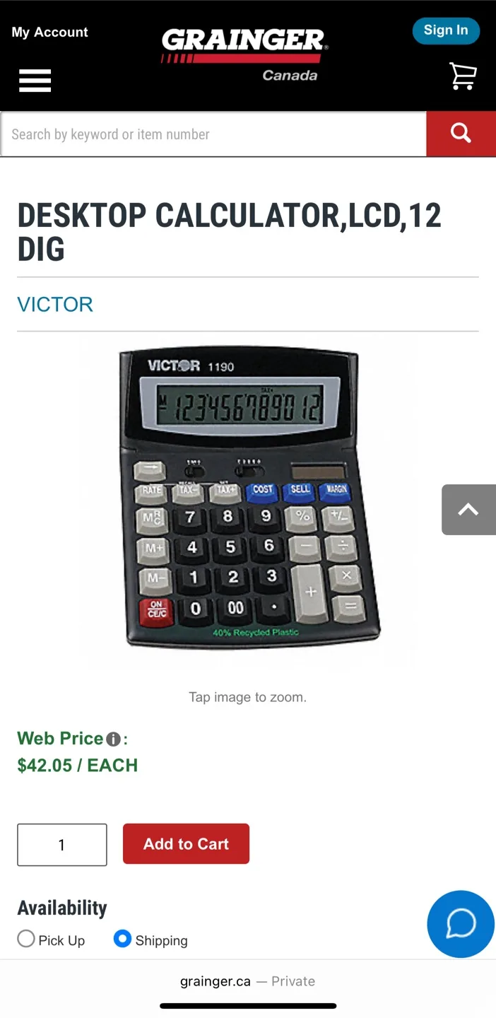 Brand new Victor 1190 Executive Desktop Calculator thumbnail
