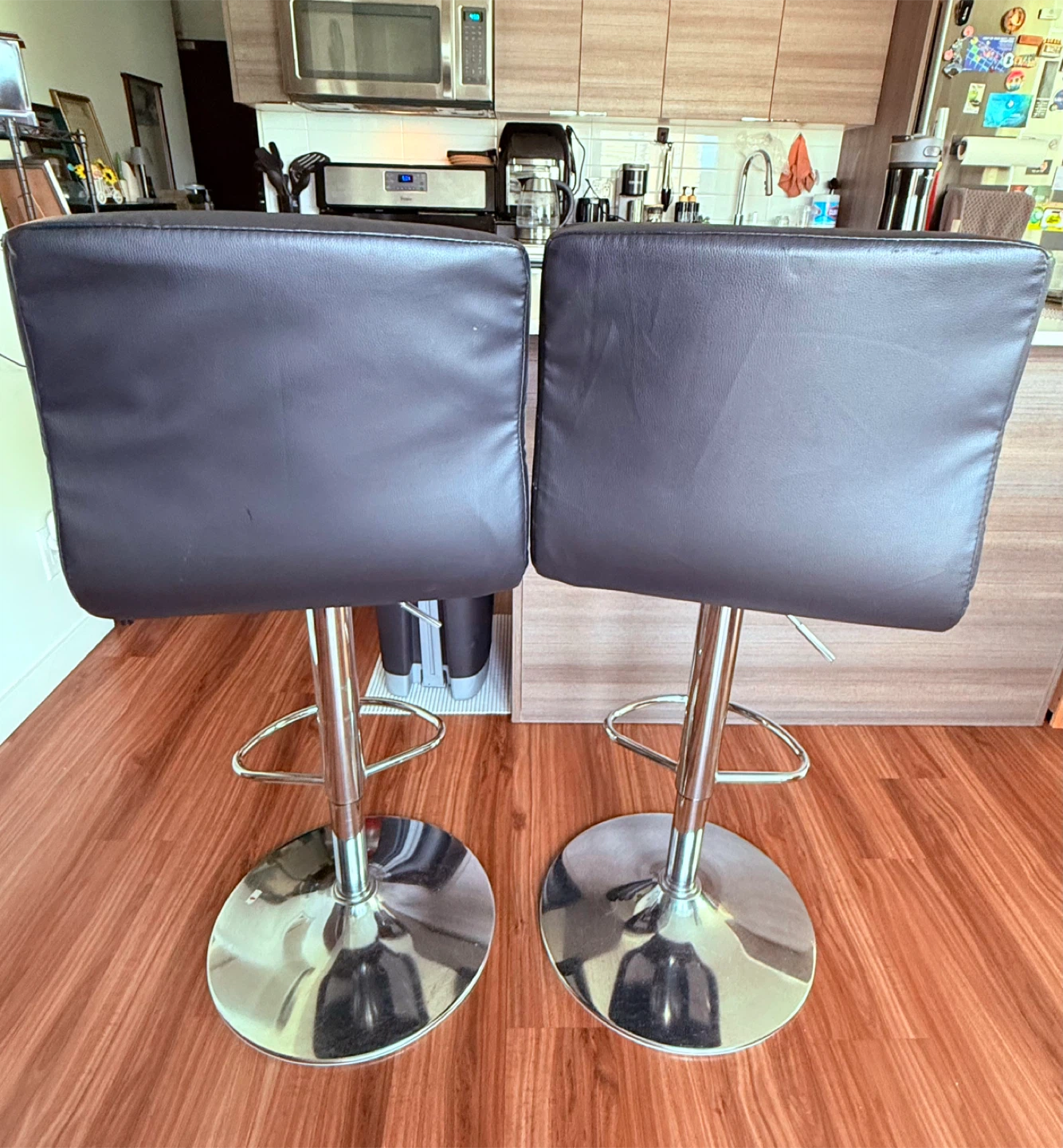 2 Leather Black Bar Stools - photo 5