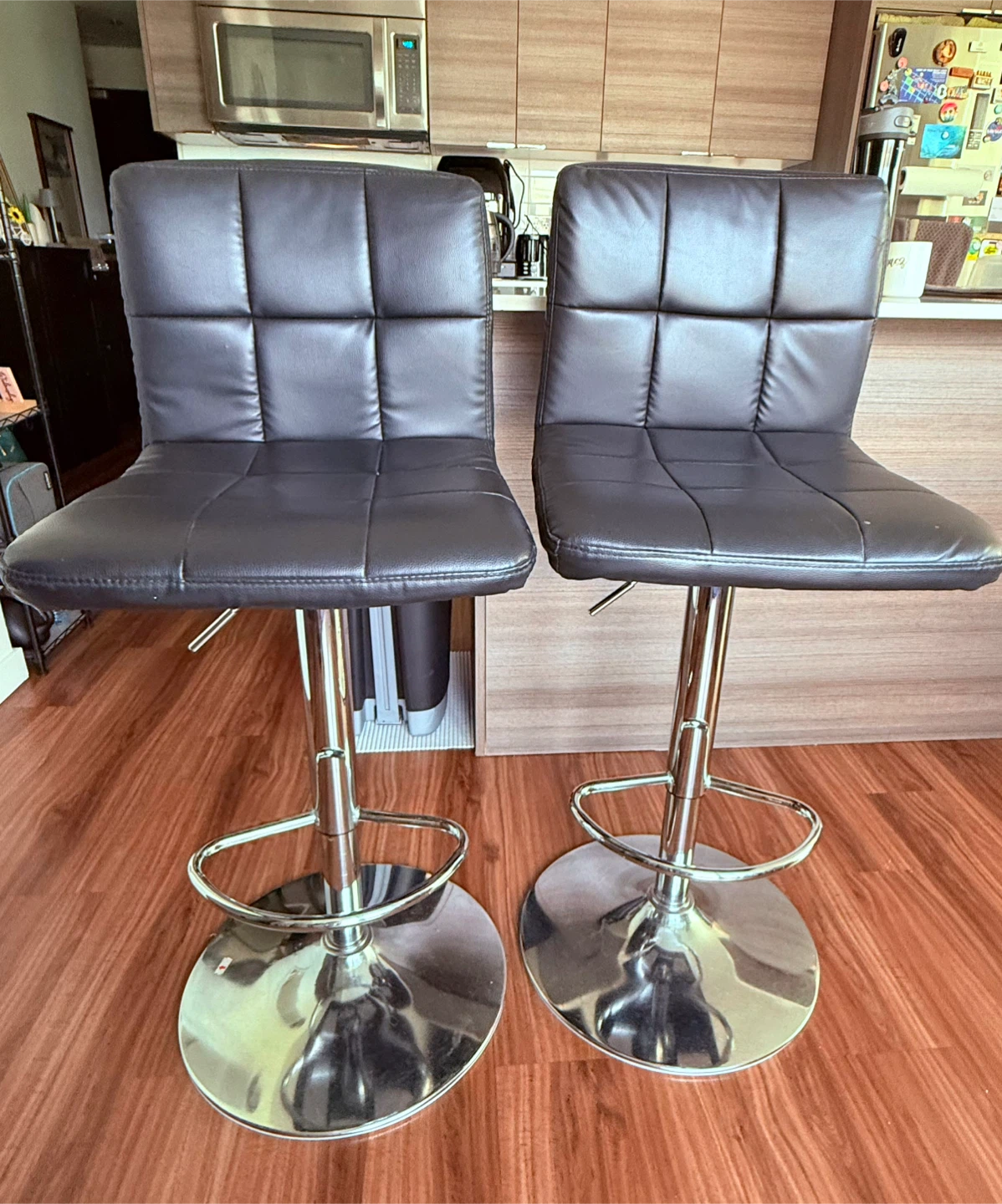 2 Leather Black Bar Stools - photo 3