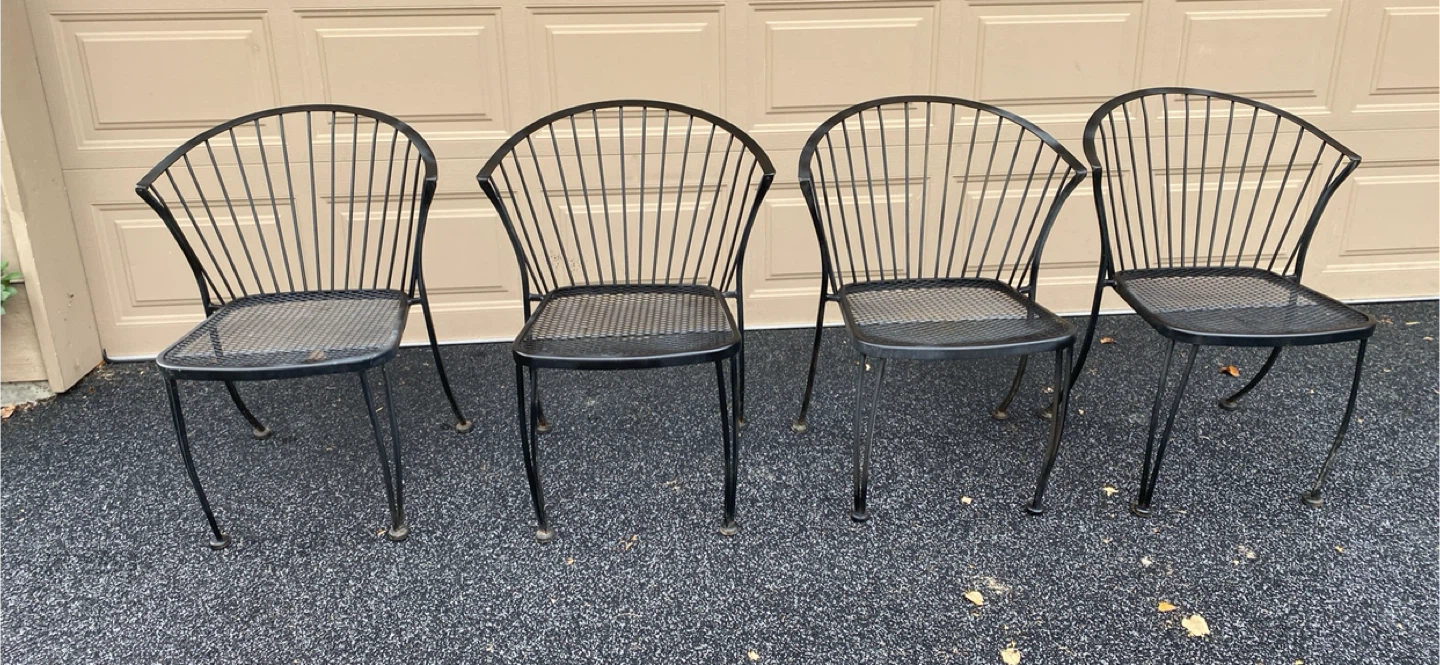 Set of 4 Black Metal Outdoor Chairs
