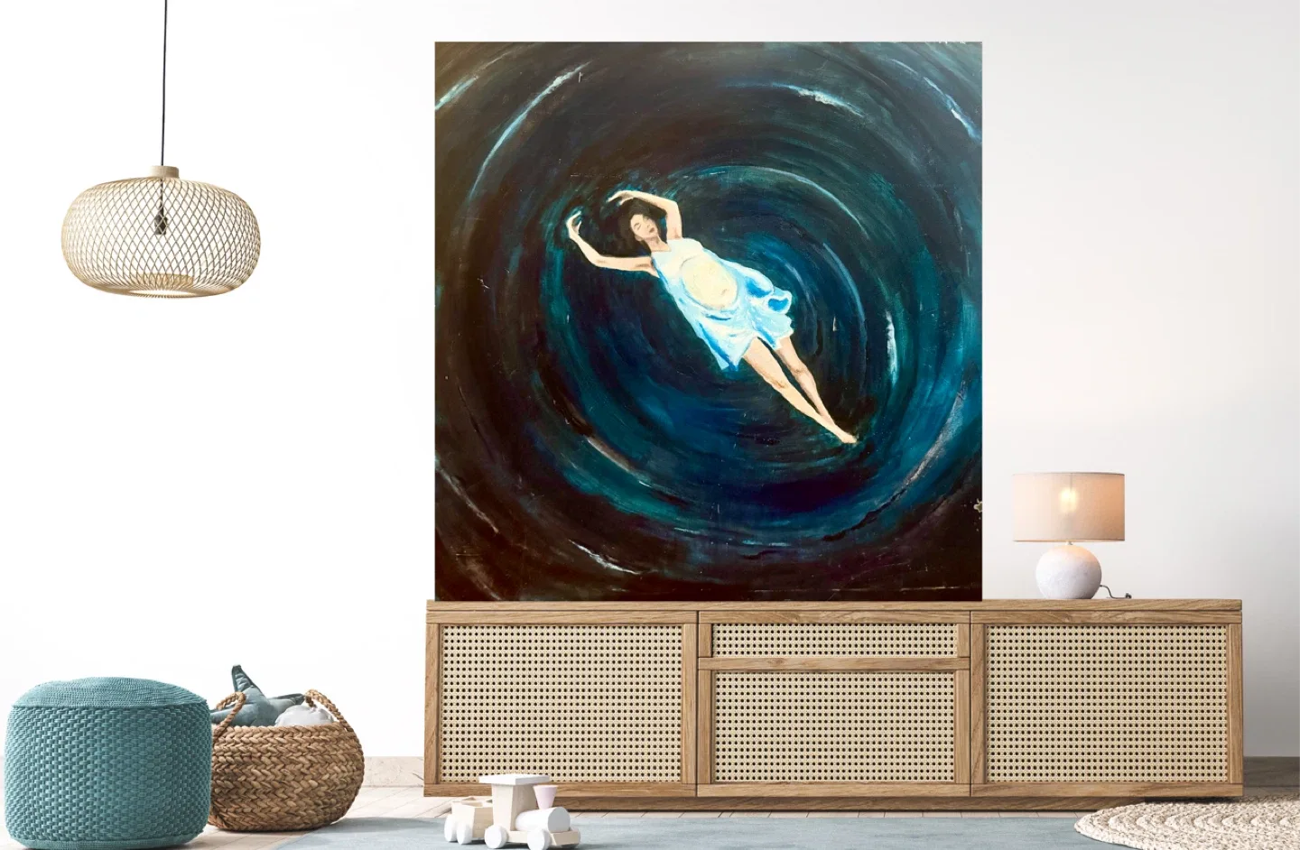41”x41” Painting of Woman in Water thumbnail