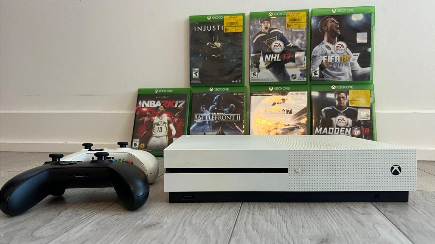 Xbox One S Console with Games and Controllers - photo 3
