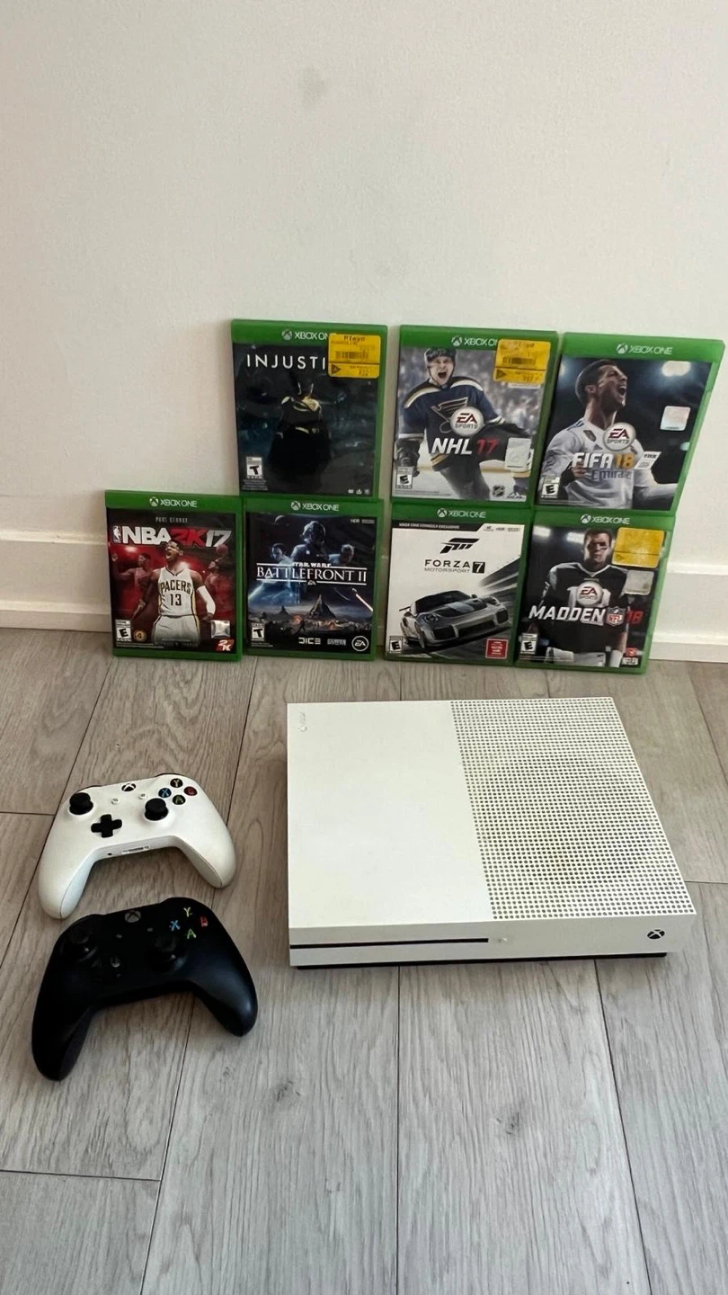 Xbox One S Console with Games and Controllers