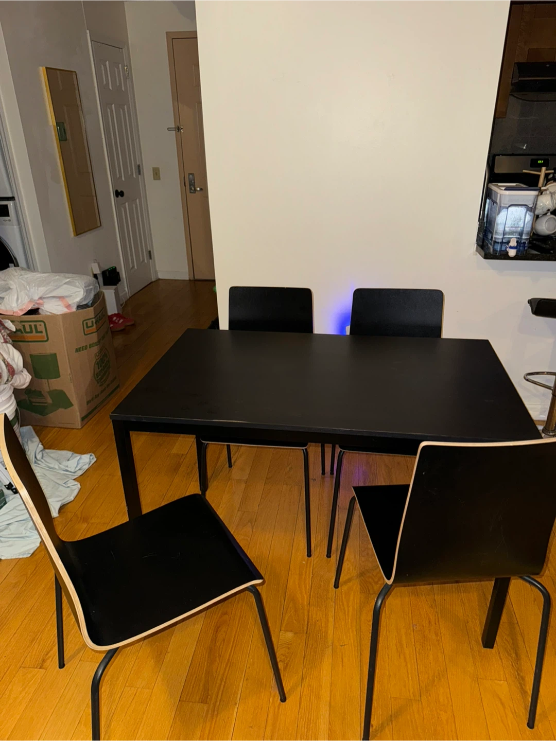 Black Dining Table with 4 Chairs