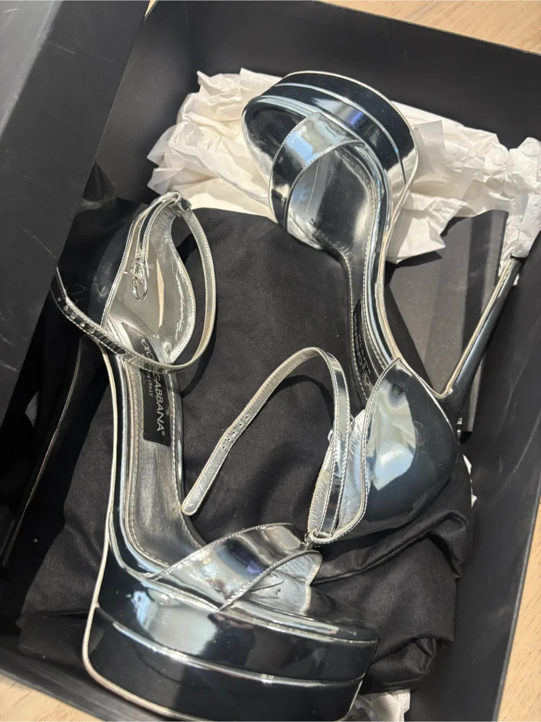 Dolce & Gabbana Silver Platform Heels image indicator(4)