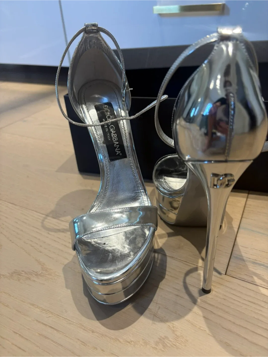 Dolce & Gabbana Silver Platform Heels image indicator(2)