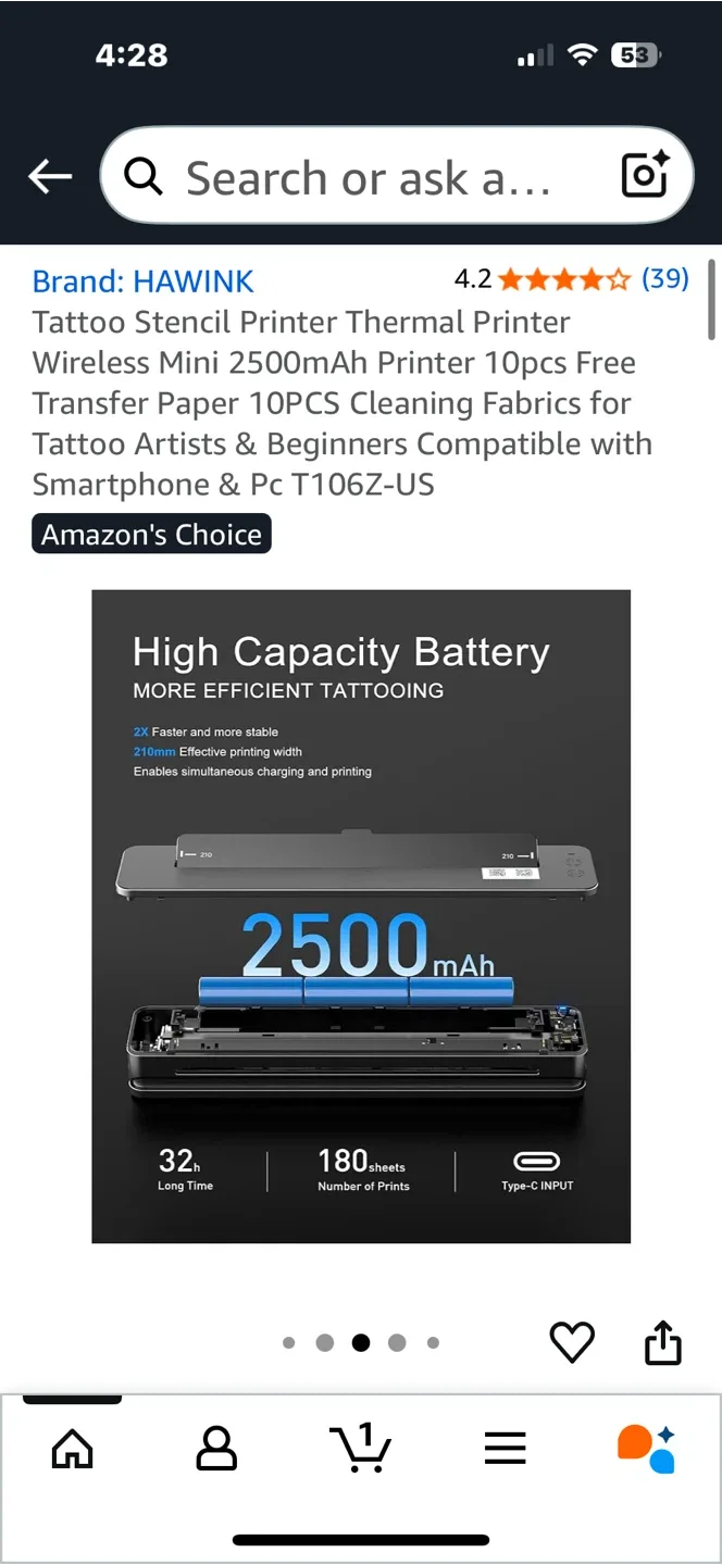 Tattoo Stencil Thermal Printer Wireless Mini- used like new image indicator(5)