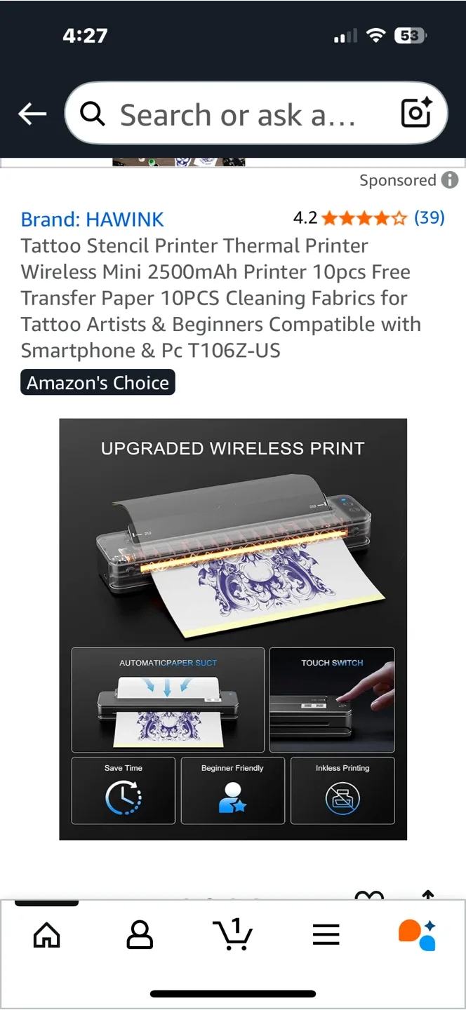 Tattoo Stencil Thermal Printer Wireless Mini- used like new image indicator(4)