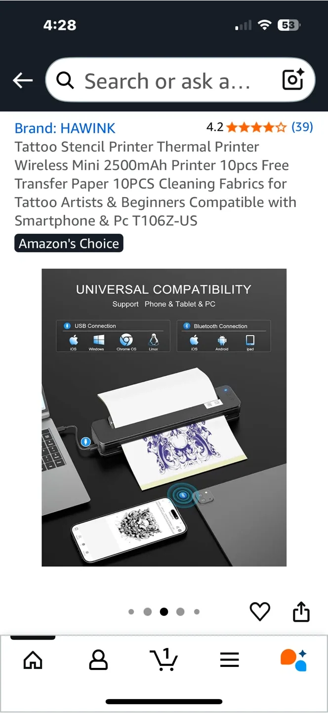 Tattoo Stencil Thermal Printer Wireless Mini- used like new image indicator(6)