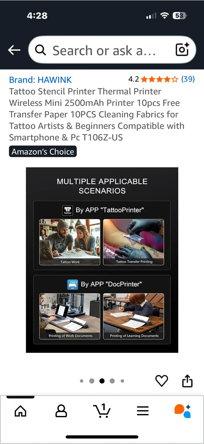 Tattoo Stencil Thermal Printer Wireless Mini- used like new image indicator(7)