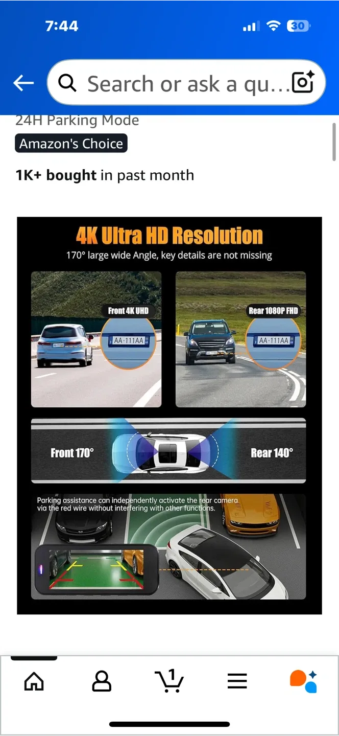 4K+1080P Dash Cam Front and Rear image indicator(3)