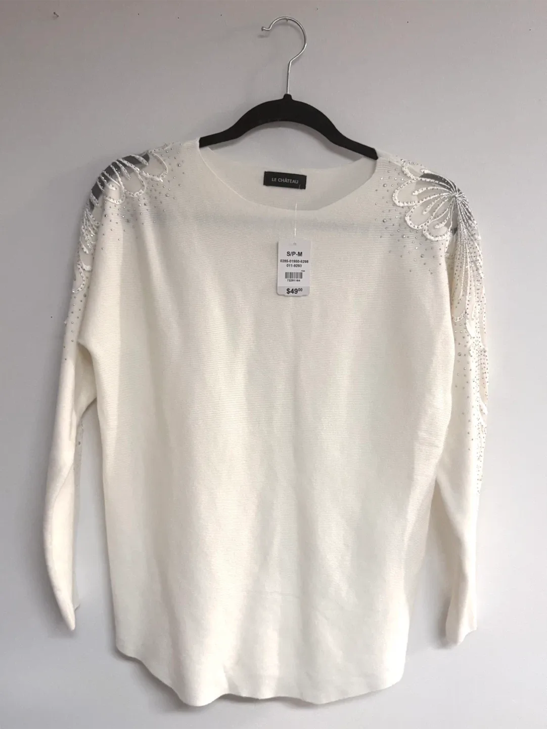 Boat neck sweater with embellished sleeves (new with tag ) image indicator(3)