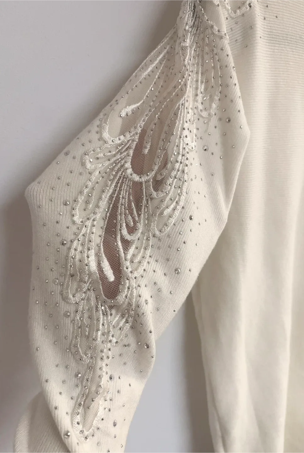 Boat neck sweater with embellished sleeves (new with tag ) image indicator(5)