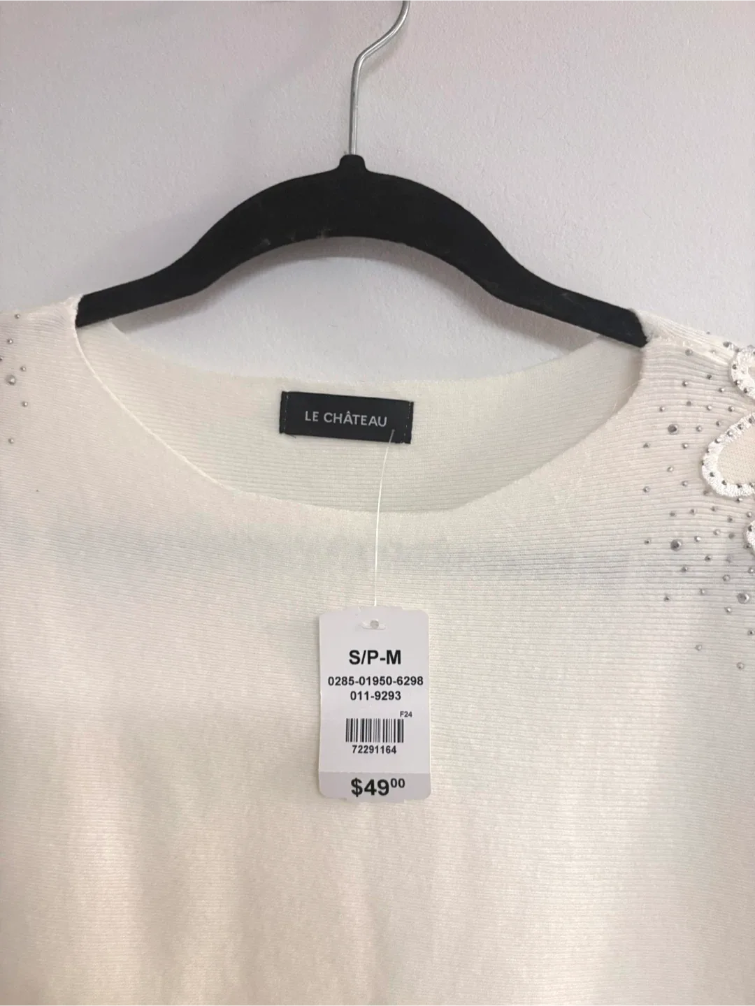 Boat neck sweater with embellished sleeves (new with tag ) image indicator(2)