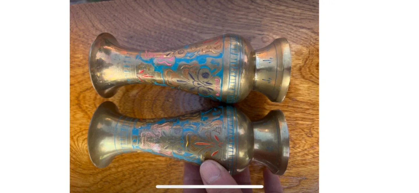 Pair of Decorative Brass Vases image indicator(2)