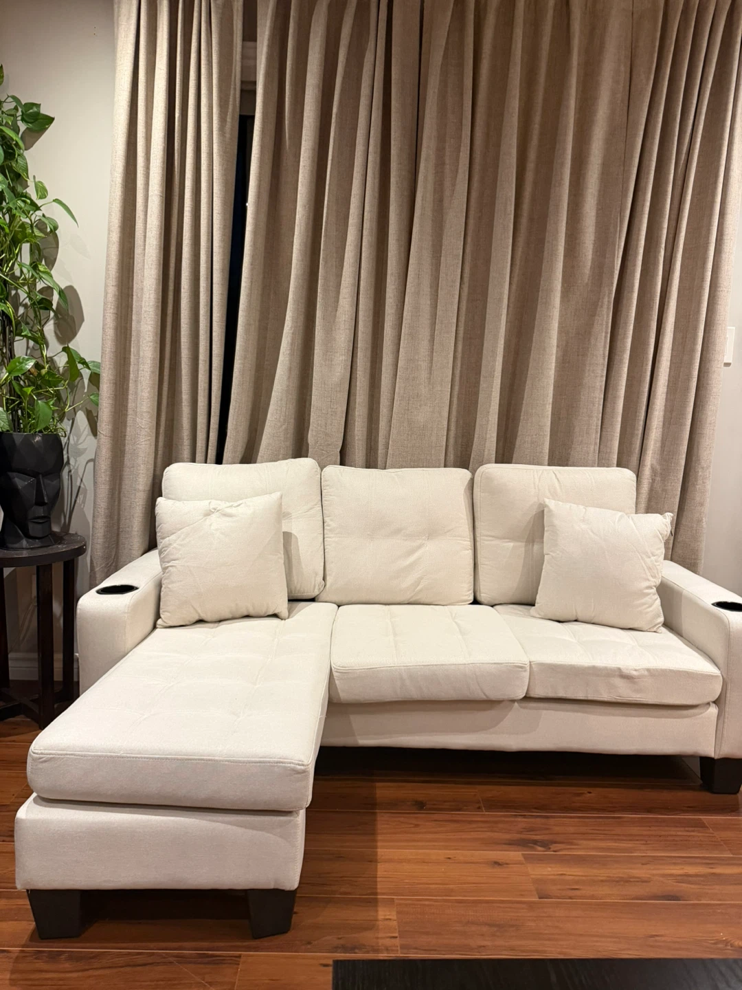 Cream White Sectional Sofa with Chaise Lounge - photo 2