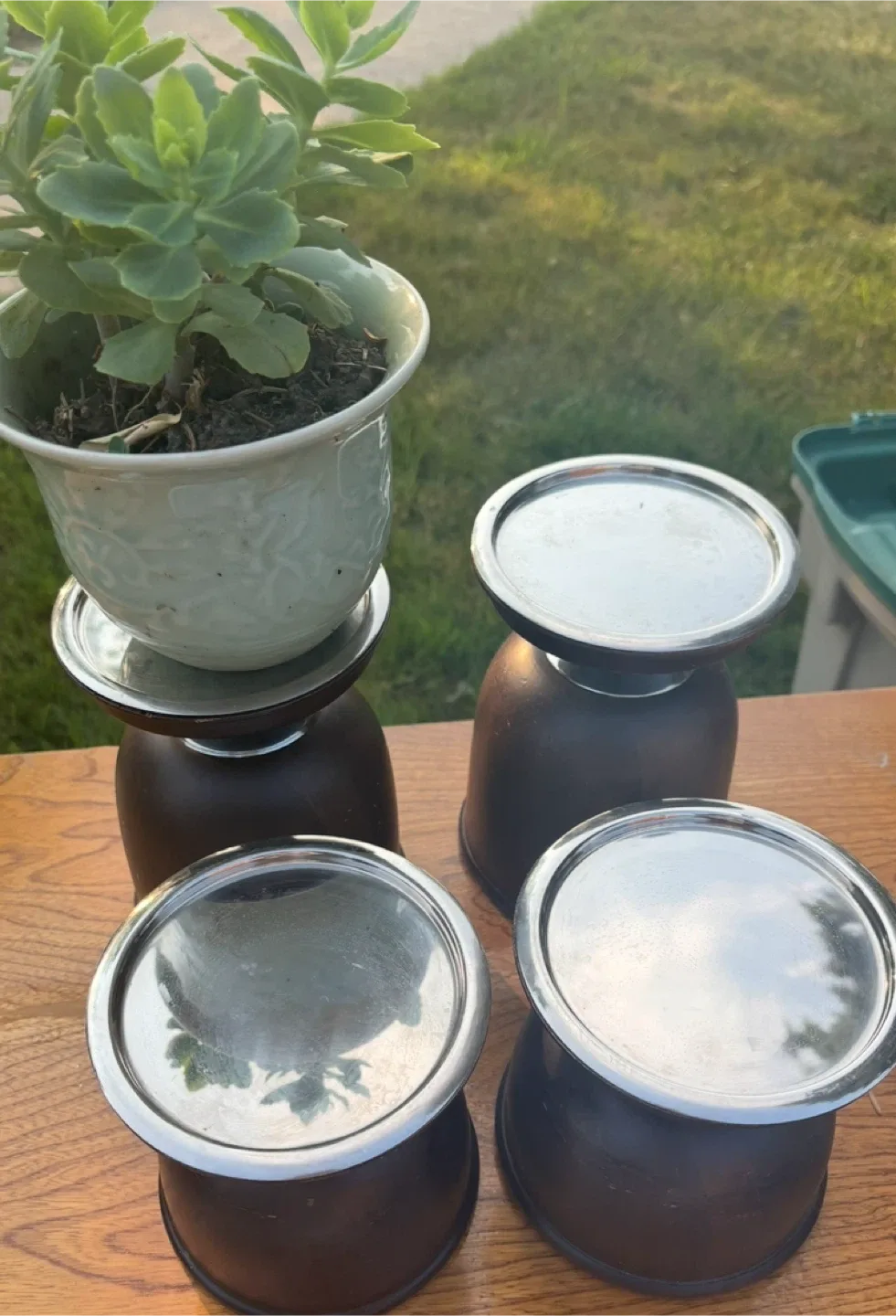 Vintage Wood & Chrome Candle Holders (Set of 4) image indicator(2)