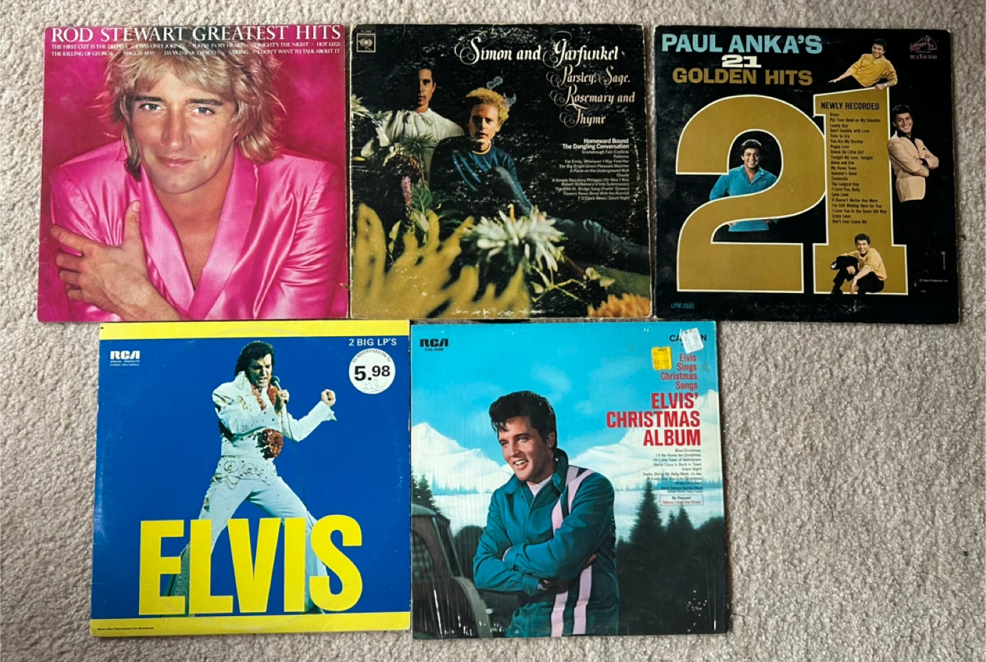 Vintage Vinyl Records - Rod Stewart, Elvis, Paul Anka