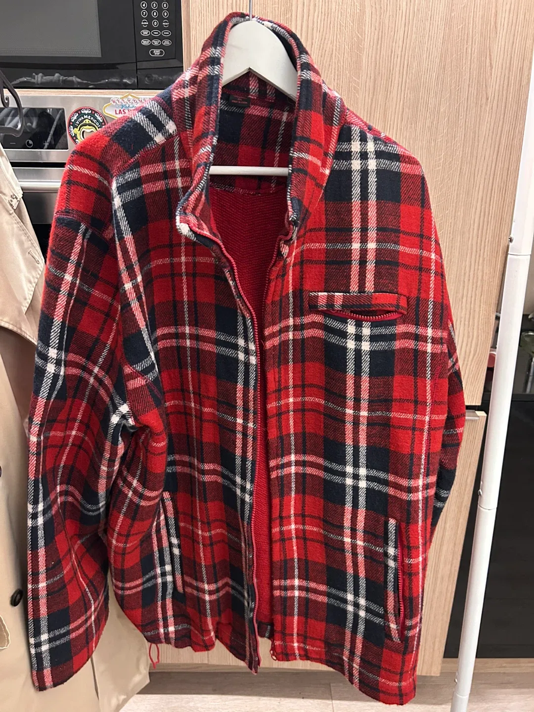 2XL Red Plaid Wool Blend Jacket thumbnail